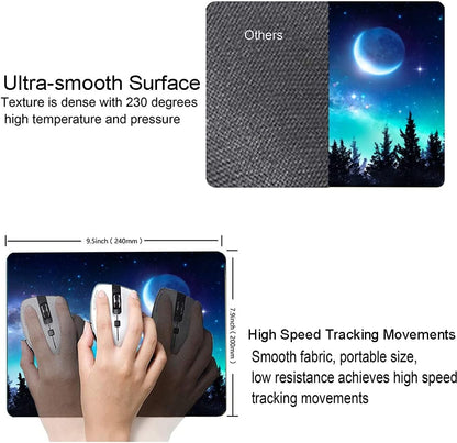 Hokafenle Mouse Pad, Square Personalized Computer Mouse Pads with Forest Moon Design, Washable Mouse Mat, Gaming Office Home Non-Slip Rubber Base Mousepad