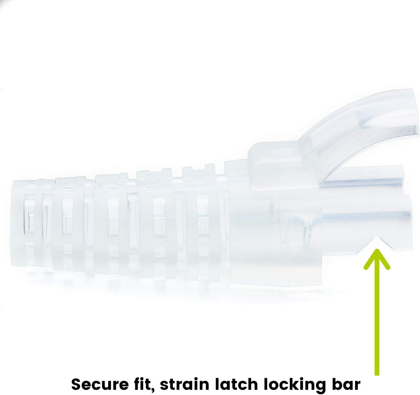 trueCABLE RJ45 Strain Relief Boots, Small 5.5 to 7.0mm Cut-to-Fit PVC Plug Cover, Transparent, 100 Pieces