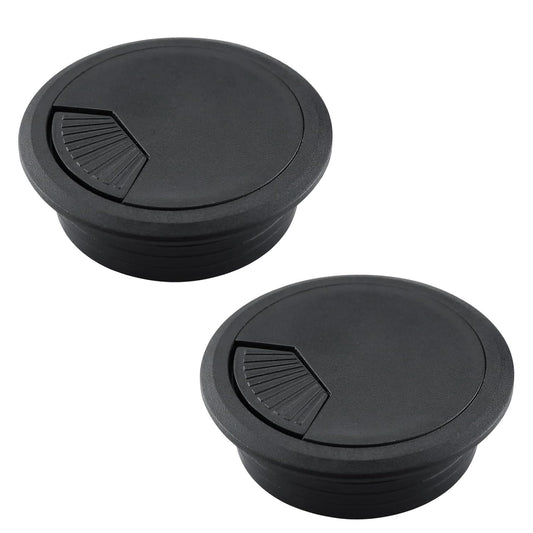 2 Pcs Desk Grommet 2-1/16" / 53 mm, Desk Cord Hole Cover, Cable Grommet ABS Plastic, Desk Hole Grommet for Home & Office Pc, Detachable Adjustable Cable Cord Organizer-Black