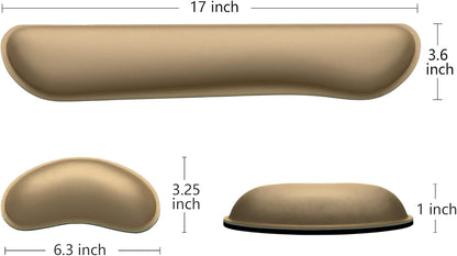 Dapesuom Enlarge Keyboard Wrist Rest, Memory Foam Wrist Cushion for Desk Mats Support, Cute Typing Pain Relief Keyboard Mouse Pad Rests Set with Non-Slip Base for Gaming Laptop Office, Leather Brown