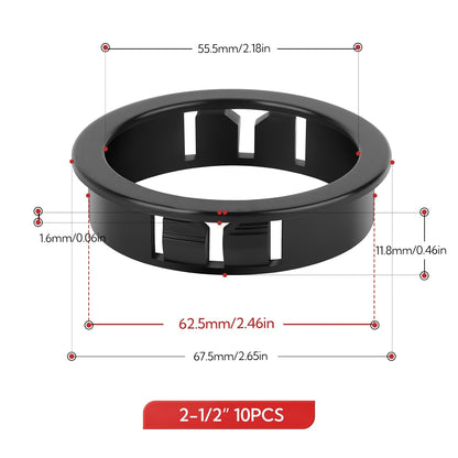 10PCS 2-1/2" Black Cable Snap Bushing Grommet, Snap in Cord Bushing Protect Cables