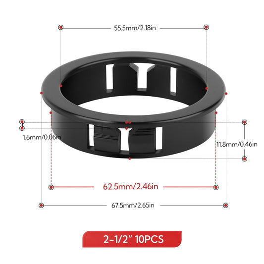 10PCS 2-1/2" Black Cable Snap Bushing Grommet, Snap in Cord Bushing Protect Cables
