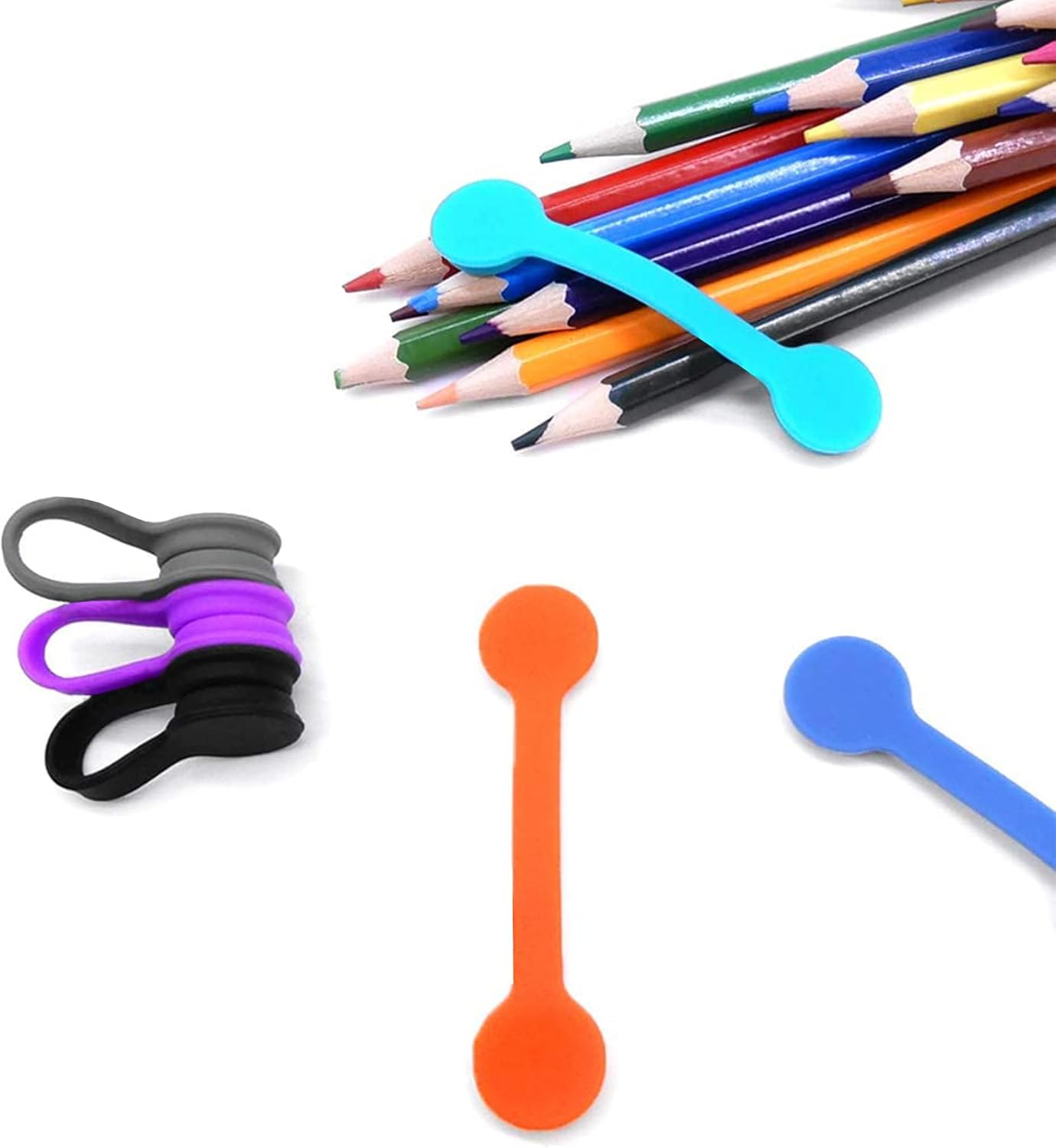 6 Pack Magnetic Twist Ties, Viaky Multicolor Magnet Keeper Bands Winder Wrap Straps Cable Clips Cord Organizer for Earphones/USB Cable/Bookmarks/Keychain/Cable Management