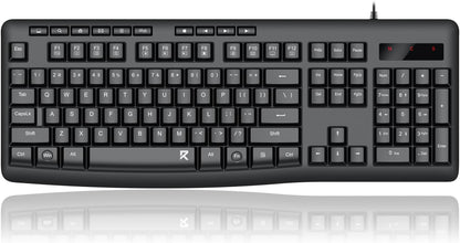 Redragon BK7366 Wired Keyboard,Multimedia USB Quiet Computer Keyboard,Silent Keyboard with Large Number Pad,Spill-Resistant,Anti-Wear Letters,Full Size for Laptop,Desktop