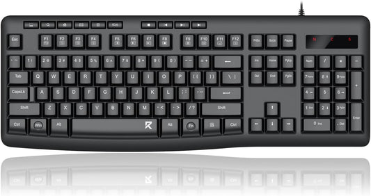 Redragon BK7366 Wired Keyboard,Multimedia USB Quiet Computer Keyboard,Silent Keyboard with Large Number Pad,Spill-Resistant,Anti-Wear Letters,Full Size for Laptop,Desktop