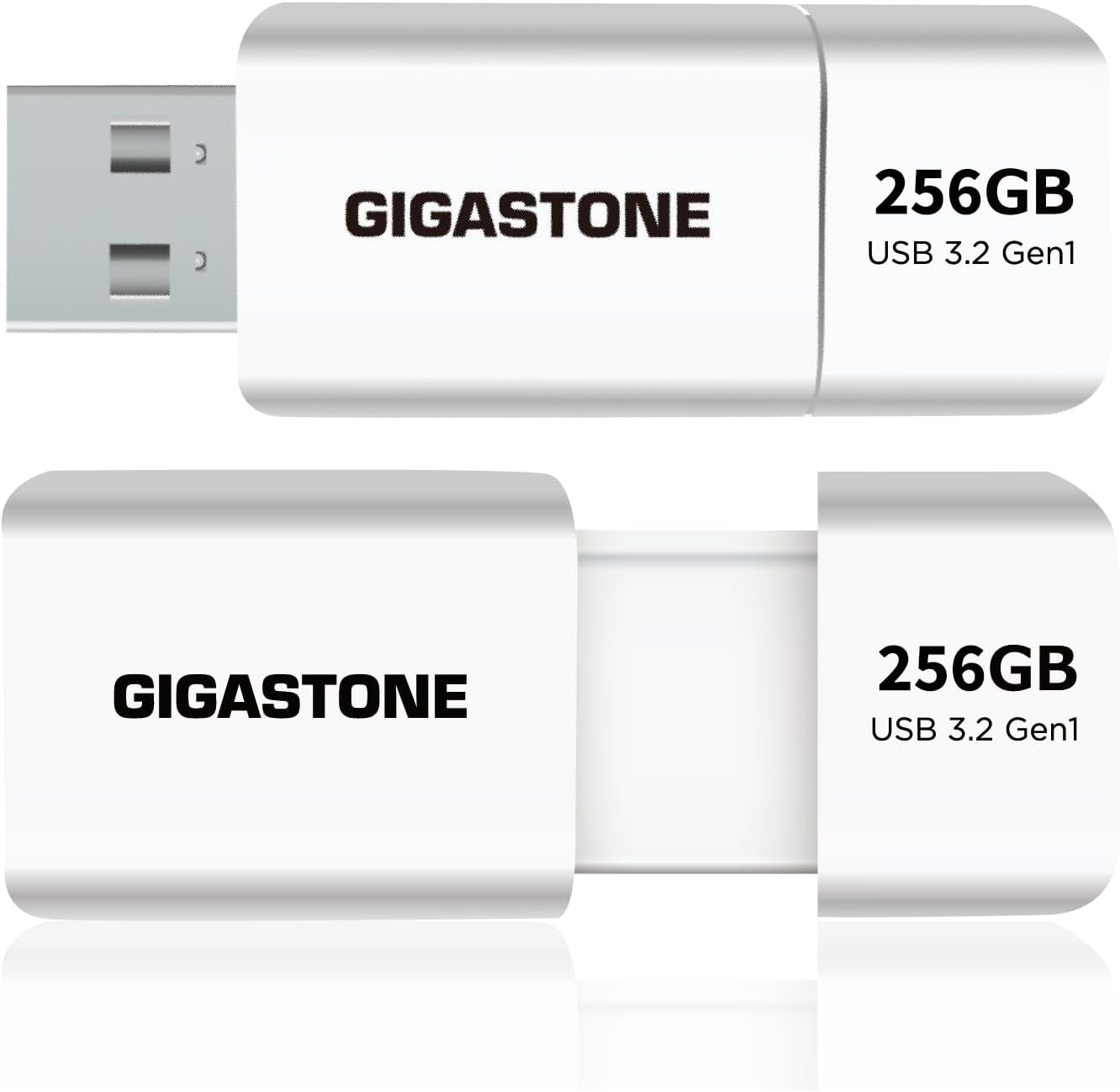 GIGASTONE 256GB Flash Drive (2 Pack) Z60 USB 3.2 Gen 1, 120MB/s Ultra Fast, Retractable Capless Slider Design, Data Storage, Backup for PC/Mac/TV/Car Audio, USB 2.0/3.0/3.1 Compatible
