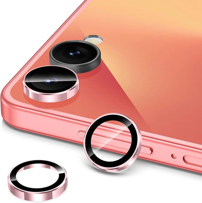 for Samsung Galaxy Z Flip 7 Camera Lens Protector, Individual Metal Ring Tempered Glass Lens Cover, [Strong Adsorption] Scratch Resistant Ultra-Thin HD Clear Lens Cover, 1 Set-Pink Ring
