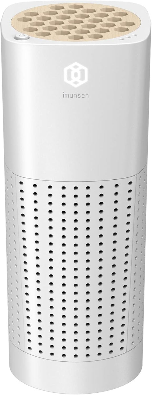 IMUNSEN M-003W True HEPA 13 Filter Air Purifier for Car, Desk, and Office with Carbon Deodorization Filter, 4-Stage Filtration, Smoke, Odors, Allergens, USB Port 5V, Made in Korea - White