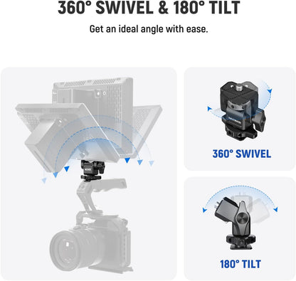 NEEWER Camera Monitor Mount with Cold Shoe, Anti Twist 1/4" Screw for 5" & 7" Field Monitor Compatible with Atomos Ninja V, 360° Swivel & Adjustable 180° Tilt Damping, Compatible with SmallRig, MA006