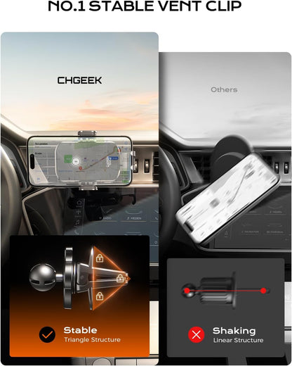 CHGeek Wireless Car Charger Phone Holder Mount, 15W Fast Charging Auto Clamping Phone Holders for Your Car Dashboard Windshield Air Vent Car Accessories for iPhone, Samsung Galaxy, Google Pixel etc