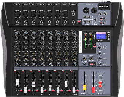 G-MARK MR80S Audio Mixer Interface USB Bluetooth Mixing Console 8 Channel 48V Phantom Power Sound Board Music Reverb For PC Stage DJ Studio Sound Controller Analog Mixer