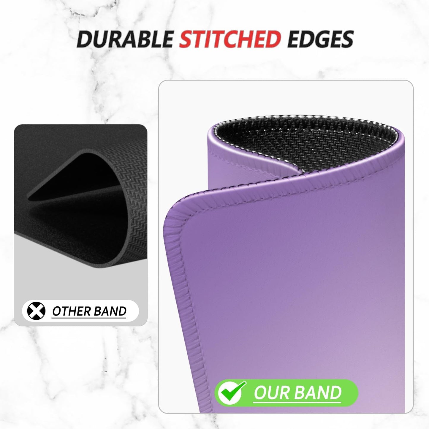 ITNRSIIET Mouse Pad Non-Slip Rubber Base Smooth Surface Stitched Edges Waterproof Durable Compatible with All Mice for Office & Gaming, Desk Accessory, 10.2x8.3x0.12 inch, Lavender Gradient