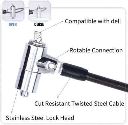 I3C Laptop Cable Lock Hardware Security Cable Lock Anti Theft 6.7FT Cable Lock Compatible with Laptop Anti-Theft Security Locking Cable Compatible for Wedge Type Slot(6 * 2.5mm)