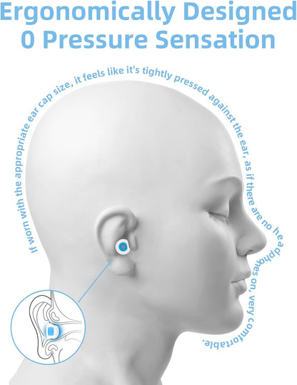OKCSC 2 Pieces Soft Liquid Silicone Replacement Eartips,Breathable Eartips,Replacement Accessories with Box for Sleep,Study,Travel,Work,Daily Commute,Office,Bullet-Type(1 Pairs L/Blue/No Earphone)
