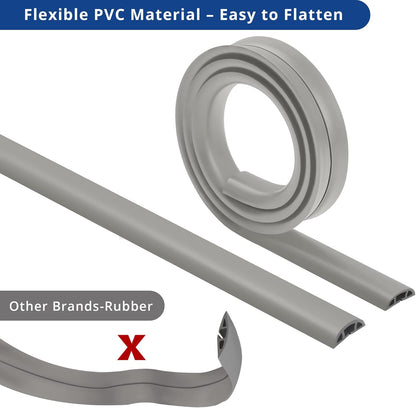 ZhiYo Floor Cord Cover 4ft, Cord Hider Floor Gray, Cable Management Cover Prevent Cable Trips, Wire Covers for Electric Power Cords, Wire Protector Cavity W0.47 x H0.28