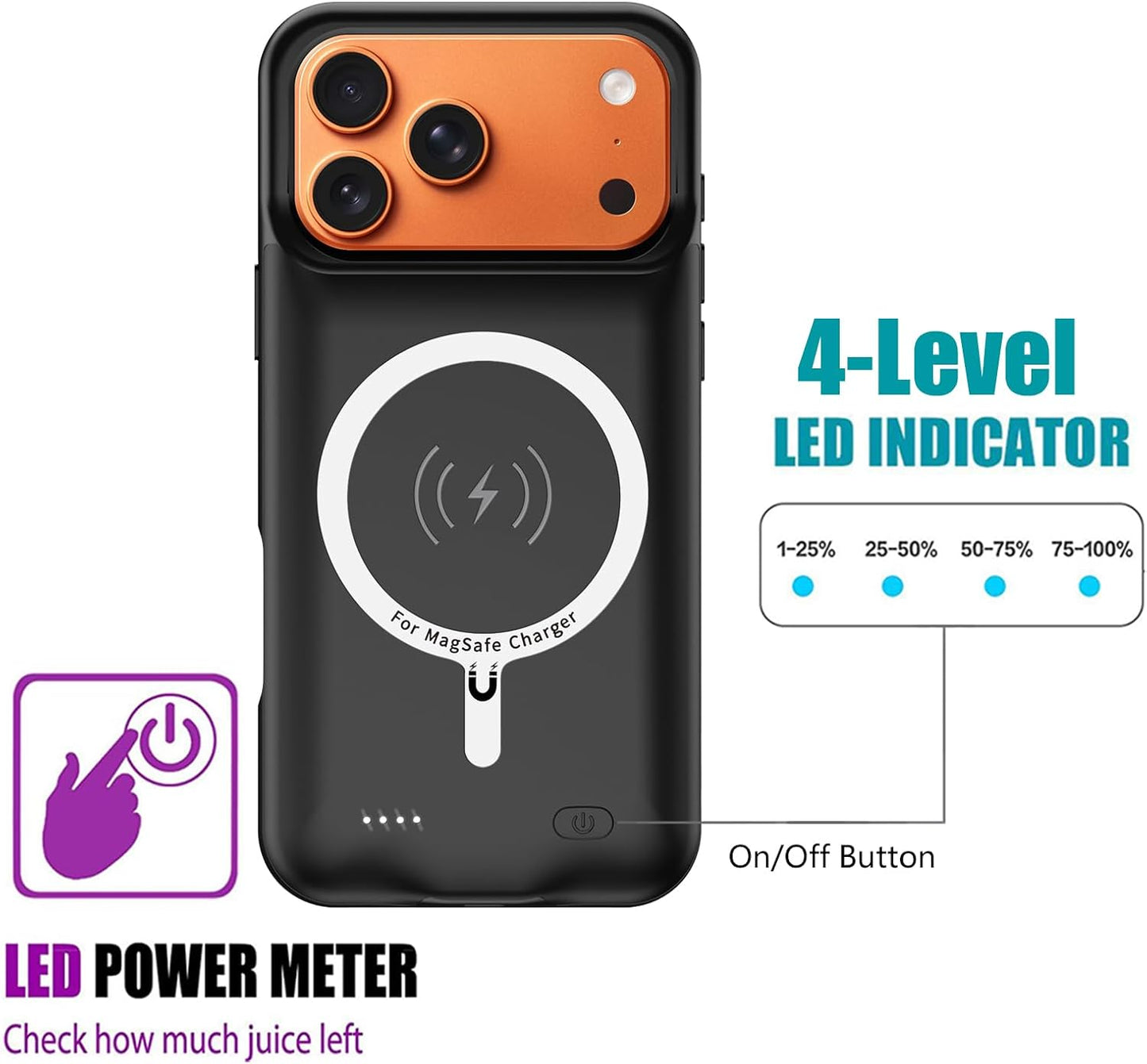 Battery Case for iPhone 17 Pro Max,12000mAh Rechargeable Portable Charging Case with Wireless Charging Compatible for iPhone 17 Pro Max (6.9inch) with Carplay Extend Battery Pack Charger Cover (Black)