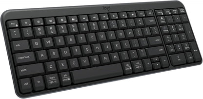 Logitech K250 Bluetooth Keyboard with Numpad, Easy Connectivity, Compact Wireless Keyboard Made with Recycled Plastic, Spill-Resistant, Comfortable Keys - Windows/MacOS - Graphite
