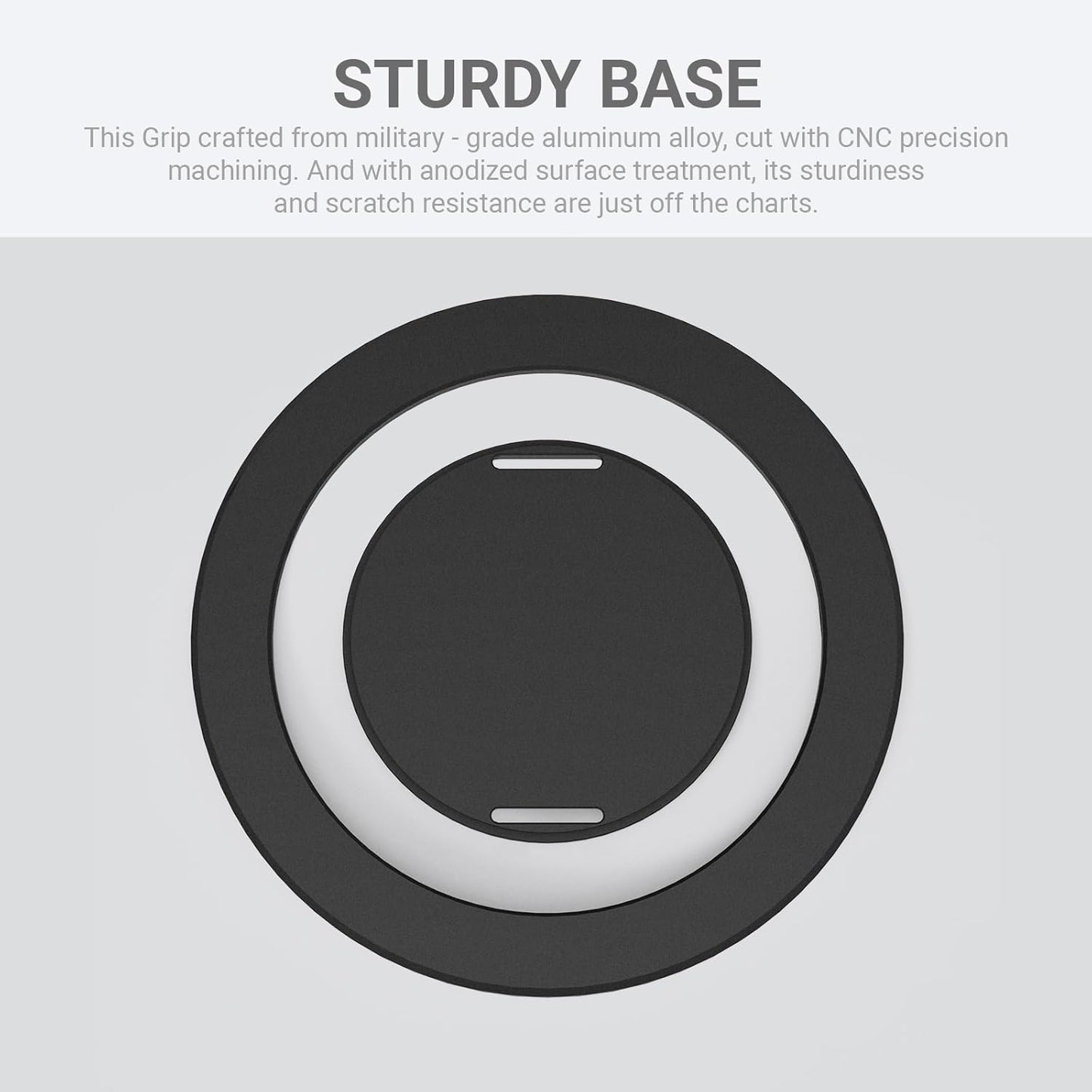 Grat 3 Lite Magnetic Phone Loop, [Nylon-core Silicone Strap] 360° Rotatable Phone Grip, Detachable Finger Holder Compatible with Magsafe for iPhone 16 15 14 13 12 Pro/max, Black