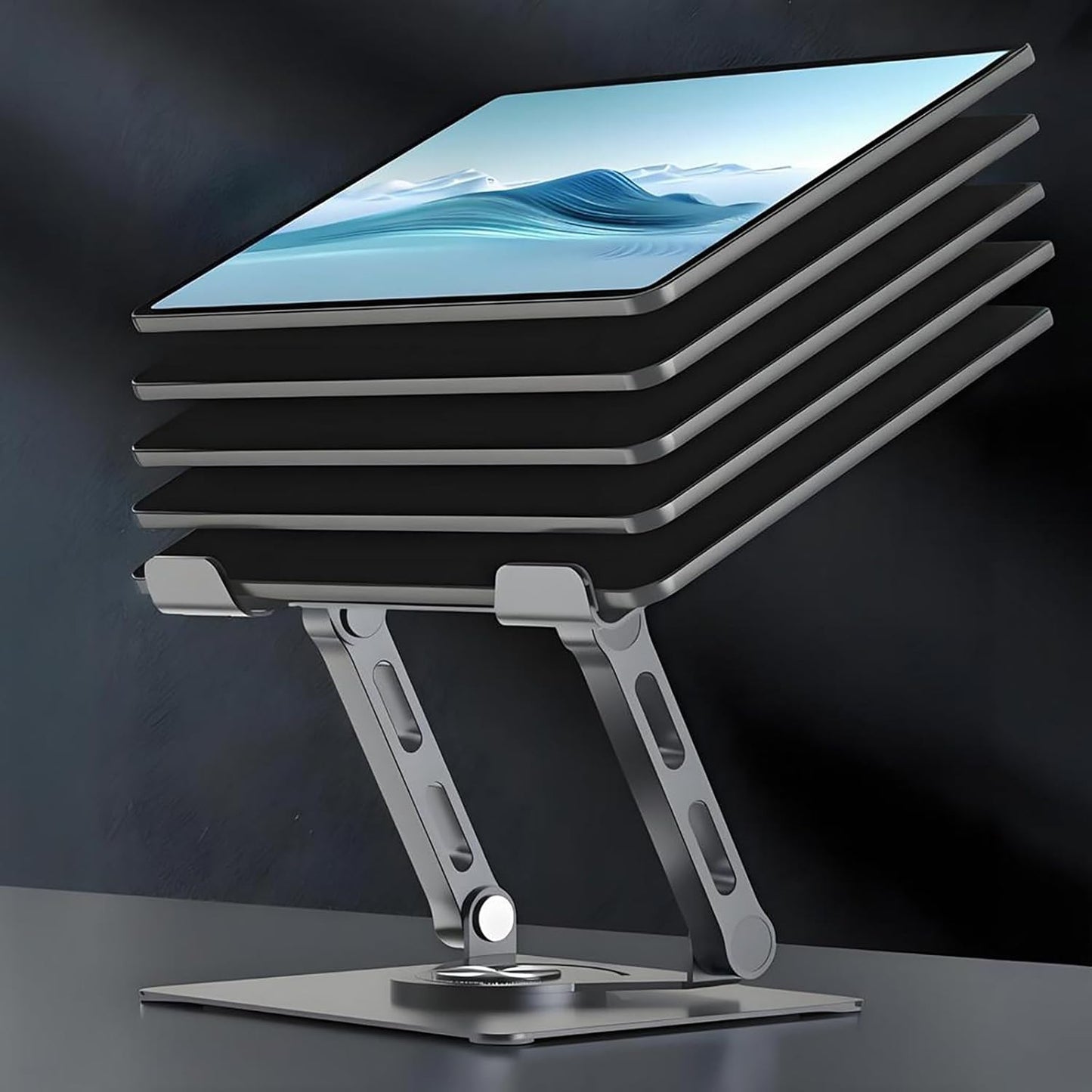 360° Rotating Tablet Stand - Adjustable iPad Tablet Holder for Desk, Foldable iPad Swivel Stand for Home & Office (Slate Gray)