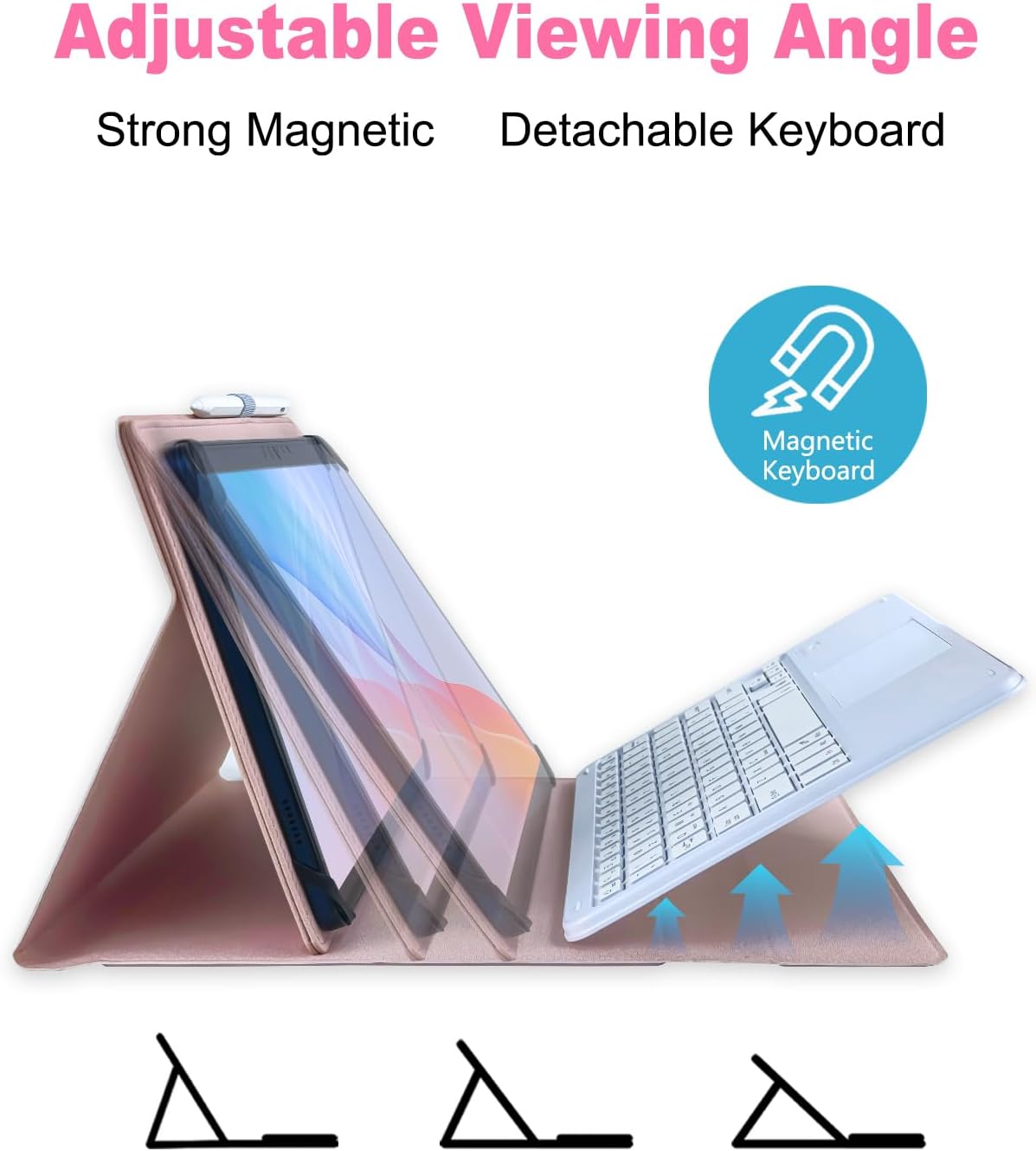 Universal Touchpad Keyboard Case for 9.7,10.1,10.2",10.5",10.9",11" Tablet, Rainbow Backlight TrackPad Keyboard with Type-C Charging Port fit 9.7-11 inch Android/iOS/Windows (Pink)