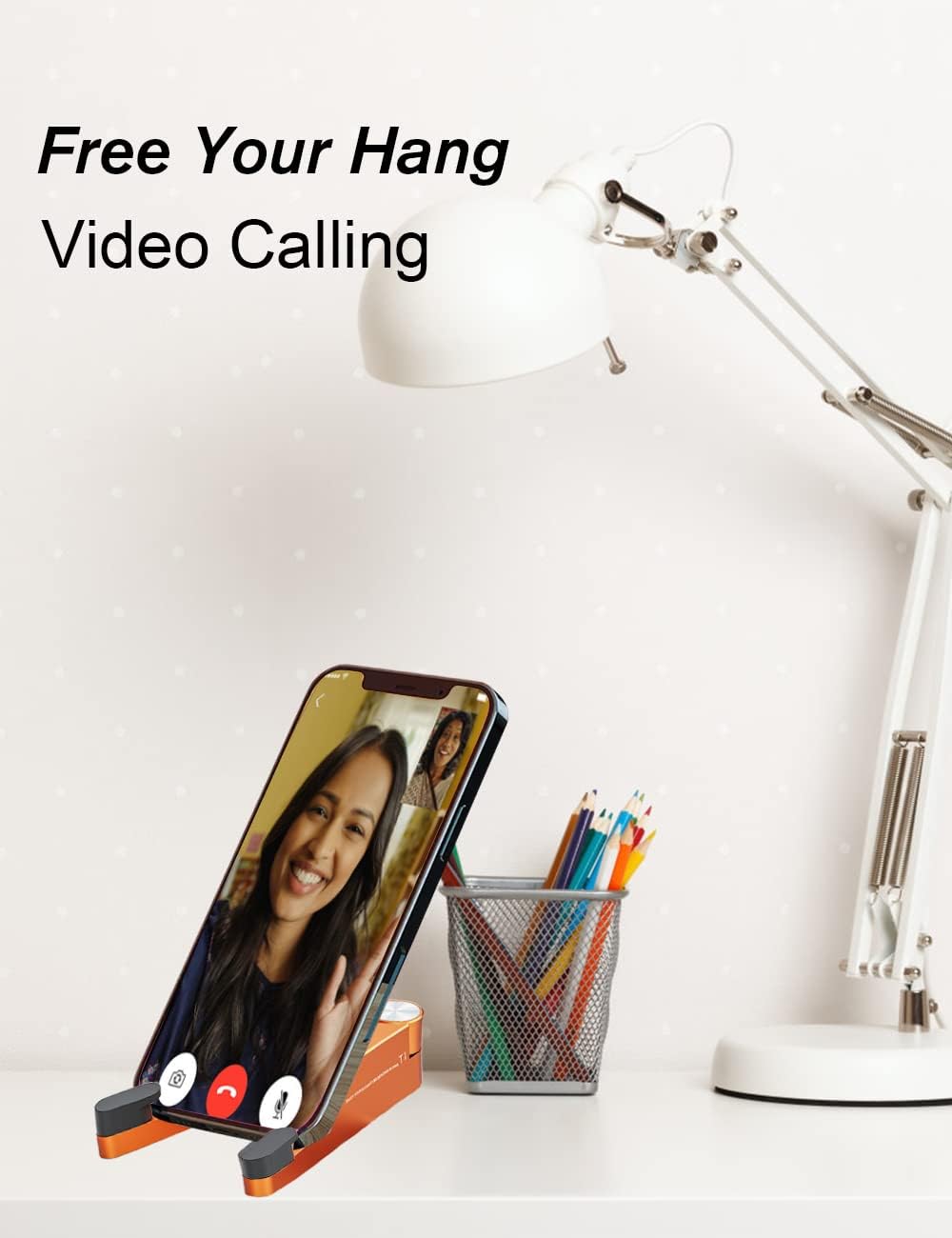 MONEER Cell Phone Stand, Phone Stand for Desk, Foldable & Portable iPhone Stand, Cell Phone Holder Desk Compatible with All Mobilephone, iPhone, iPad mini, Tablet 4-10.5" (Orange)