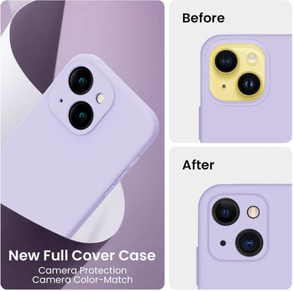 FireNova Designed for iPhone 14 Case, Silicone Upgraded [Camera Protection] Phone Case with [2 Screen Protectors], Soft Anti-Scratch Microfiber Lining Inside, 6.1 inch, Clove Purple