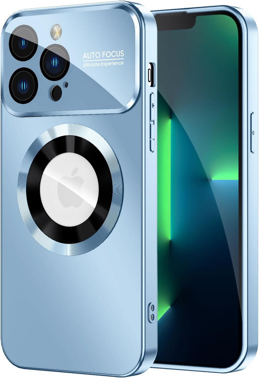 Magnetic for iPhone 13 Pro Max Case, Compatible with MagSafe, Built-in Camera Lens Protector, Logo View, Military Grade Drop Proof Phone Case Cover, Sierra Blue