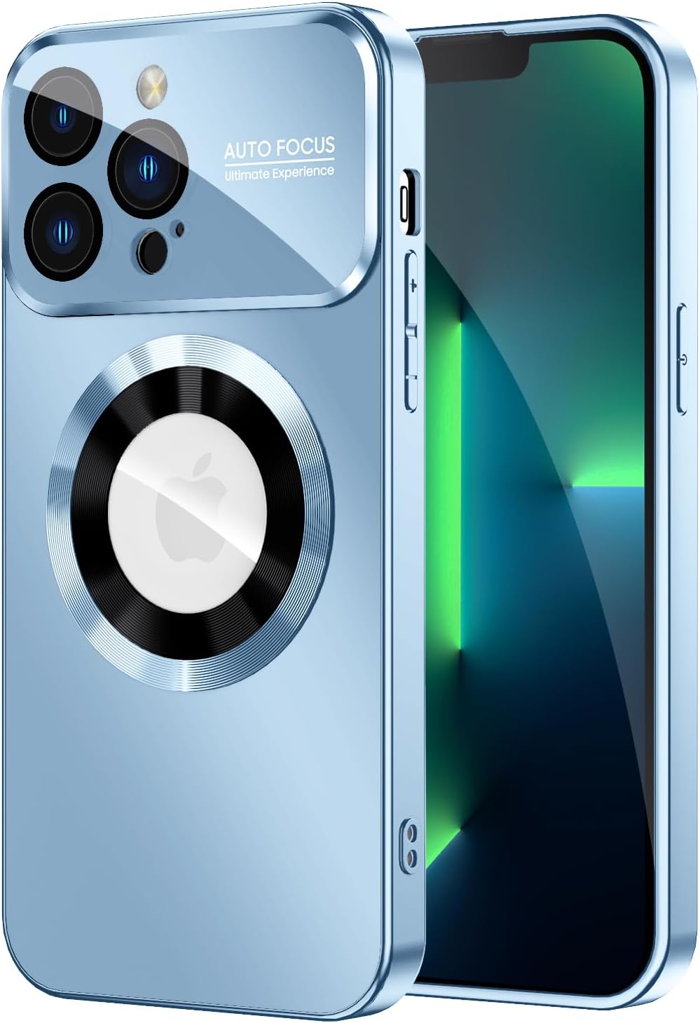 Magnetic for iPhone 13 Pro Case, Built-in Camera Lens Protector, Compatible with MagSafe, Logo View, Military Grade Protective Phone Cover, Sierra Blue