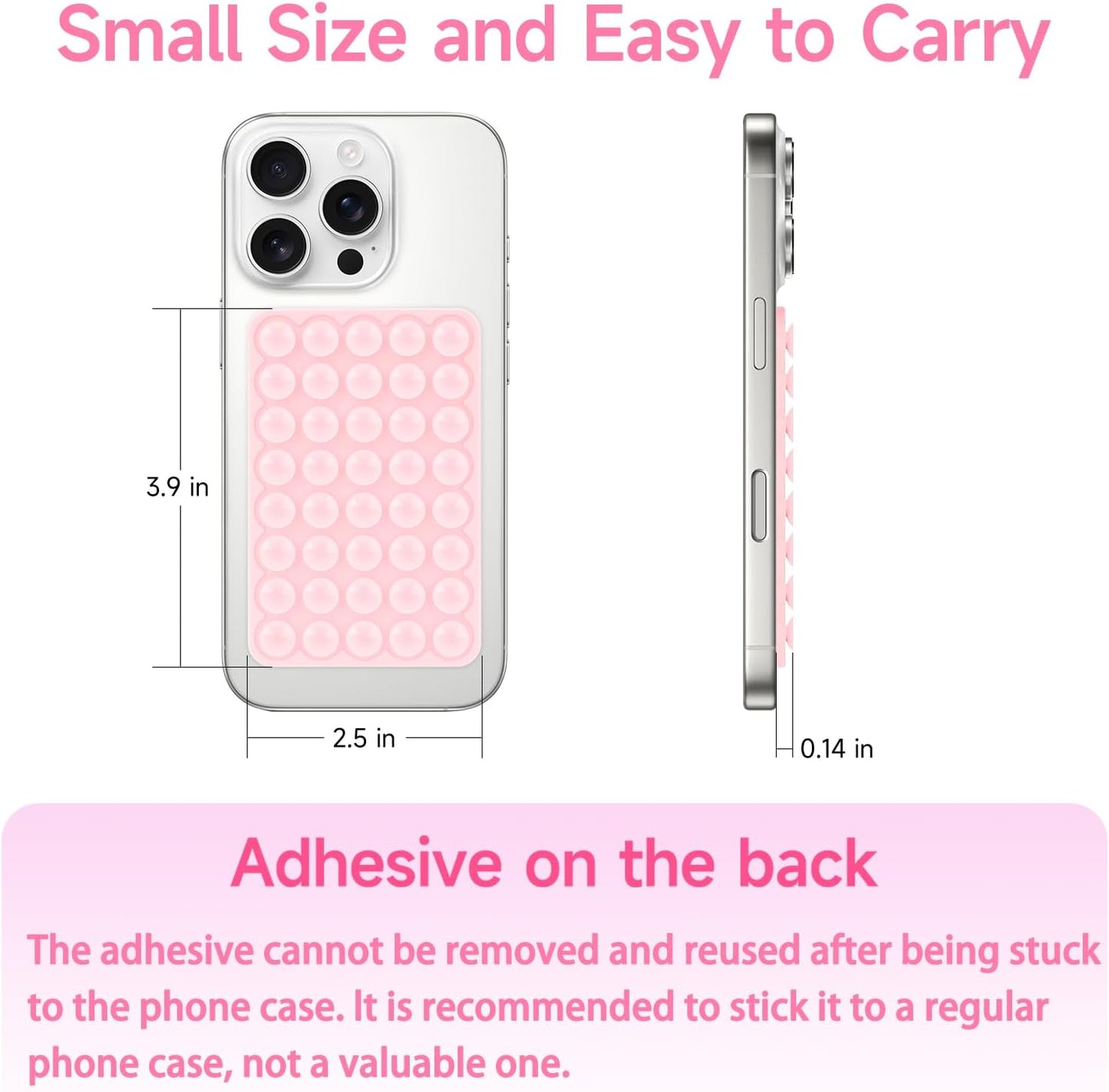 Silicone Suction Phone Case Mount, Non Slip Suction Cup Phone Mount, Phone Accessories Holder for Selfies and Videos, Silicon Adhesive Phone Stand Sticky for Cell Phone White