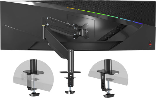 Pholiten Premium Aluminum Heavy Duty Monitor Arm，Ultrawide Monitor Arm,Full Motion Single Computer Mount for Computer Screens up to 43 inchs and 28.6lbs,Adjustable Clamp and Grommet Vesa Mount.