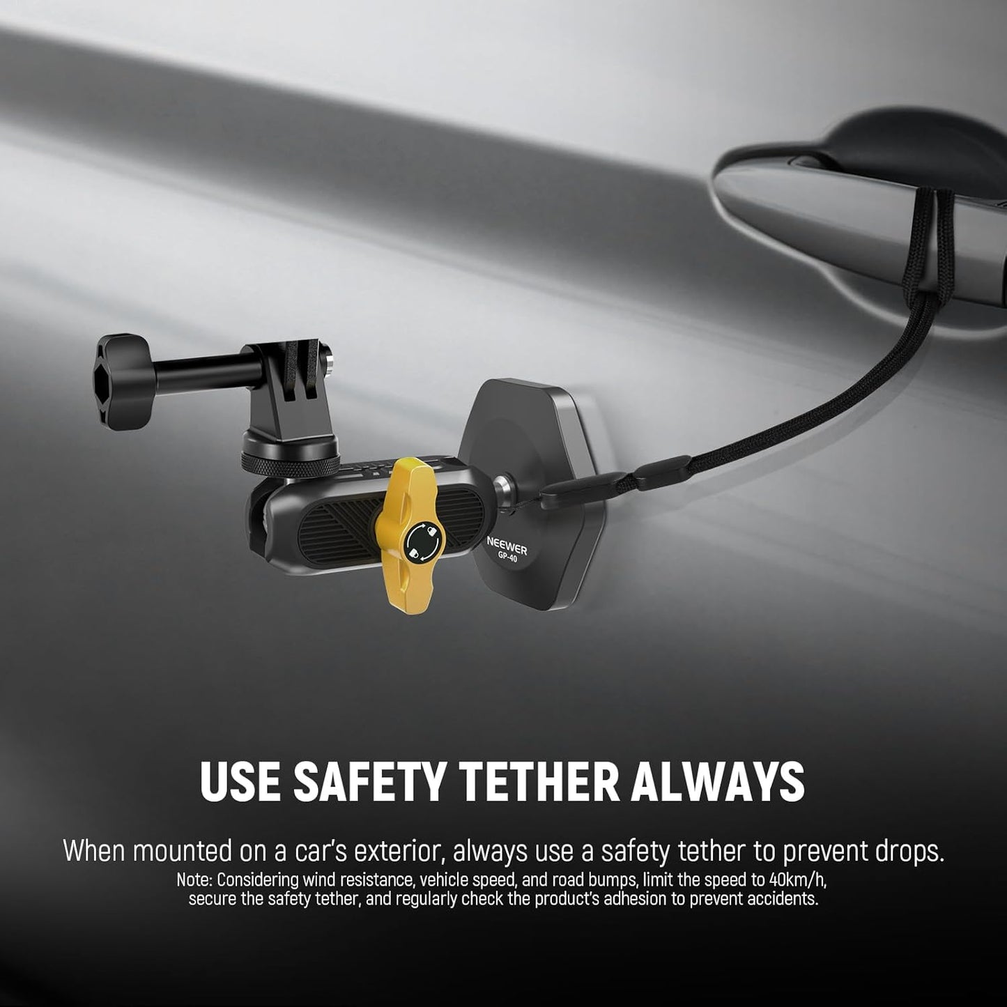 Neewer Magnetic Action Camera Car Mount Kit with Magic Arm Stand & Phone Holder Attachment Compatible with GoPro Hero 13 12 11 10 Go Pro Max DJI Action Insta360 iPhone 16 Pro Max S24 Ultra, GP-40