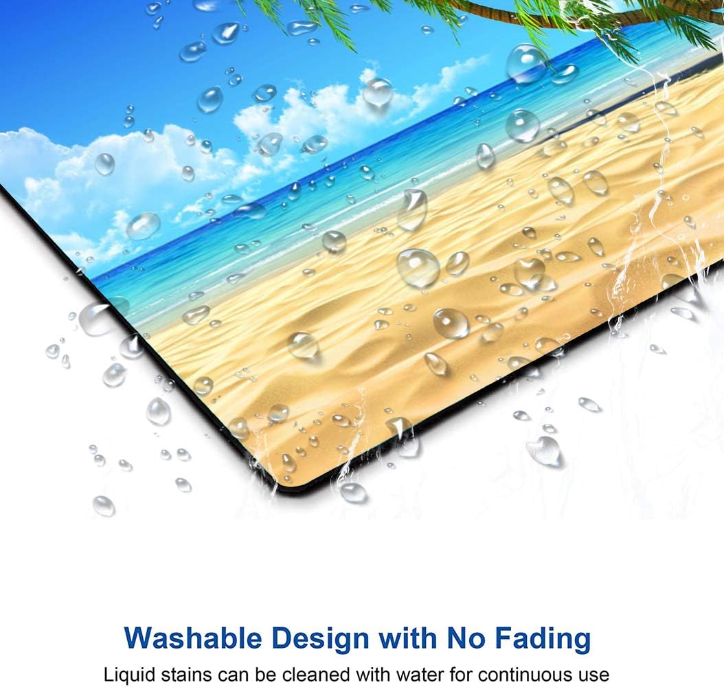 Beach Mouse Pad, Mouse Mat Square Waterproof Mouse Pad Non-Slip Rubber Base MousePads for Office Home Laptop, Beach and Coconut Trees Design