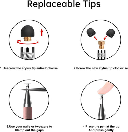 Bopomofo Stylus (5 Pcs), 2-in-1 Stylus Pen for Touchscreen, High Precision and Sensitivity, Suitable for iPhone/ipad/Android Tablets, Compatible with All Touch Screens,Rose Gold