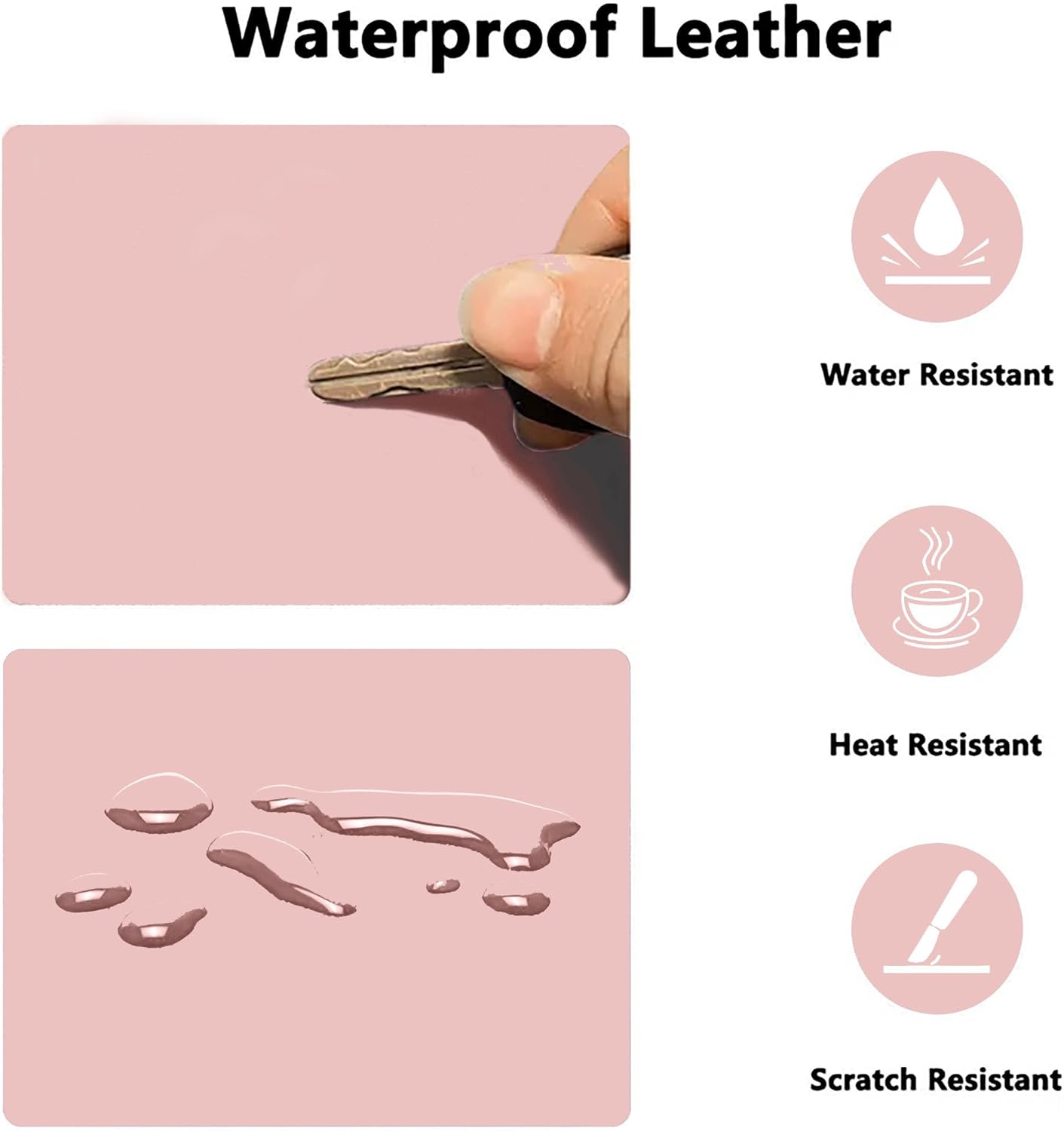 PU Leather Desk Pad Protector Gaming Mouse Pad Non Slip Desk Mat for Keyboard and Mouse Waterproof Desk Writing Pad for Office and Home Desk Accessories(Pink, 23.6 * 11.8)