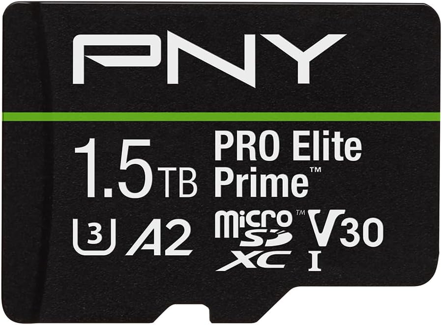 PNY 1.5TB PRO Elite Prime C10 U3 V30 A2 microSDXC Flash Memory Card – Ultra-Fast Speeds, Read 200MB/s, Write 150MB/s, 4K UHD, Full HD, UHS-I, for Smartphones, Drones, Action Cameras