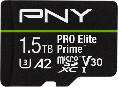 PNY 1.5TB PRO Elite Prime C10 U3 V30 A2 microSDXC Flash Memory Card – Ultra-Fast Speeds, Read 200MB/s, Write 150MB/s, 4K UHD, Full HD, UHS-I, for Smartphones, Drones, Action Cameras