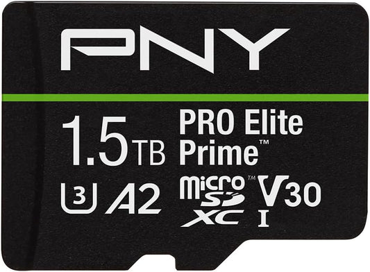 PNY 1.5TB PRO Elite Prime C10 U3 V30 A2 microSDXC Flash Memory Card – Ultra-Fast Speeds, Read 200MB/s, Write 150MB/s, 4K UHD, Full HD, UHS-I, for Smartphones, Drones, Action Cameras