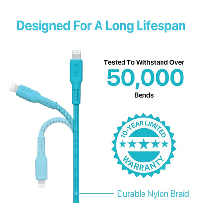 BLACK+DECKER USB C to Lightning Cable - Fast Compatible iPhone Lightning Cable - Durable Braided Type C iPhone Charger Cord - for Travel and Daily Use - Multiple Colors and Lengths - 9ft