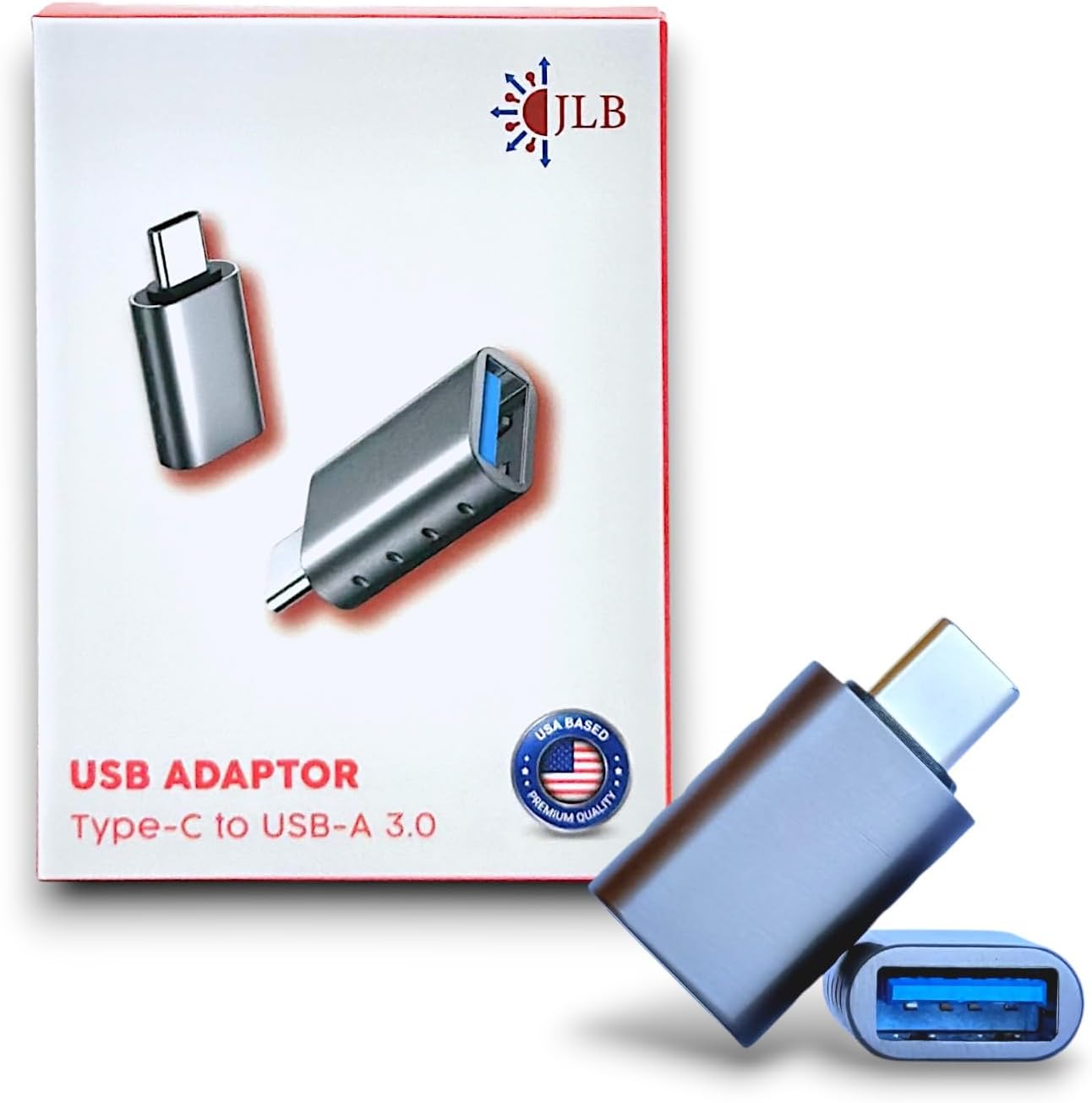 JLB USB C to USB Adapter (2 Pack), USB C Male to USB 3.0 Female Adapter, 5Gbps Data Transfer, Compatible with MacBook, iPad, iPhone, Microsoft Surface, Samsung, Dell XPS & More Devices