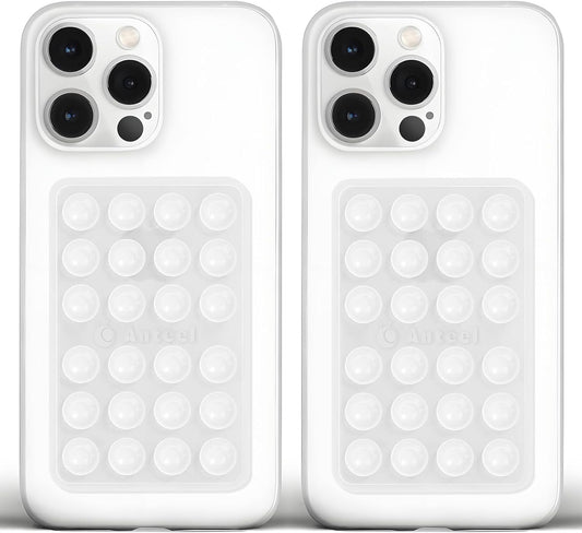 Anteel Medium-Sized Silicone Suction Phone Case Adhesive Mount, Enhanced Suction Power and Upgraded Thickened Sticky Phone Grip, Durable, Hands-Free Sticky Phone Holder, 2.28"x3.46" (TP&TP)