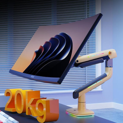 Gaming Monitor Arm for Flat/Ultrawide/Curved Monitors 32 to 60 inch, Heavy Duty Monitor Stand Load up to 20 kg, VESA 75/100 mm Mount (Lava Yellow)