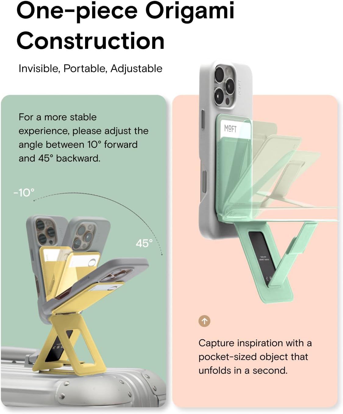 MOFT Phone Tripod Wallet for iPhone, Mulit-Angles, Lightweight & Portable Phone Stand, MOVAS Vegan Leather Magnetic Wallet, Strong Magnets, NFC Card Holder,Travel Essential, Peony (with Card Slot)