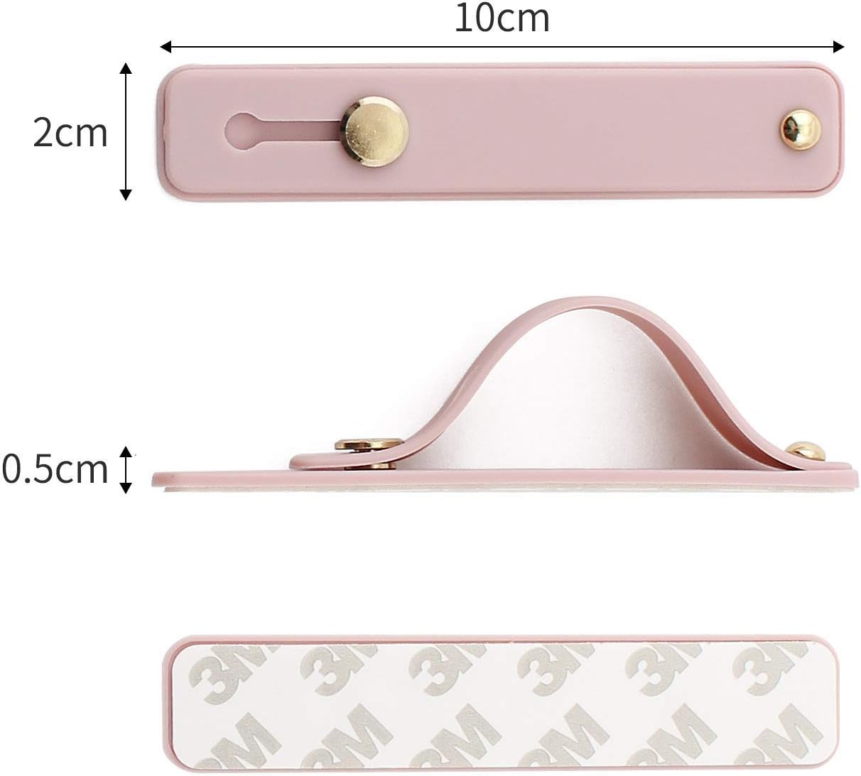 Removable and Reusable Cell Phone Grip Strap, Yetaida Telescopic Finger Kickstand Bracket Universal Silicone Phone Holder Stand and Portable Finger Loop for Most Smartphones Case (Pink)