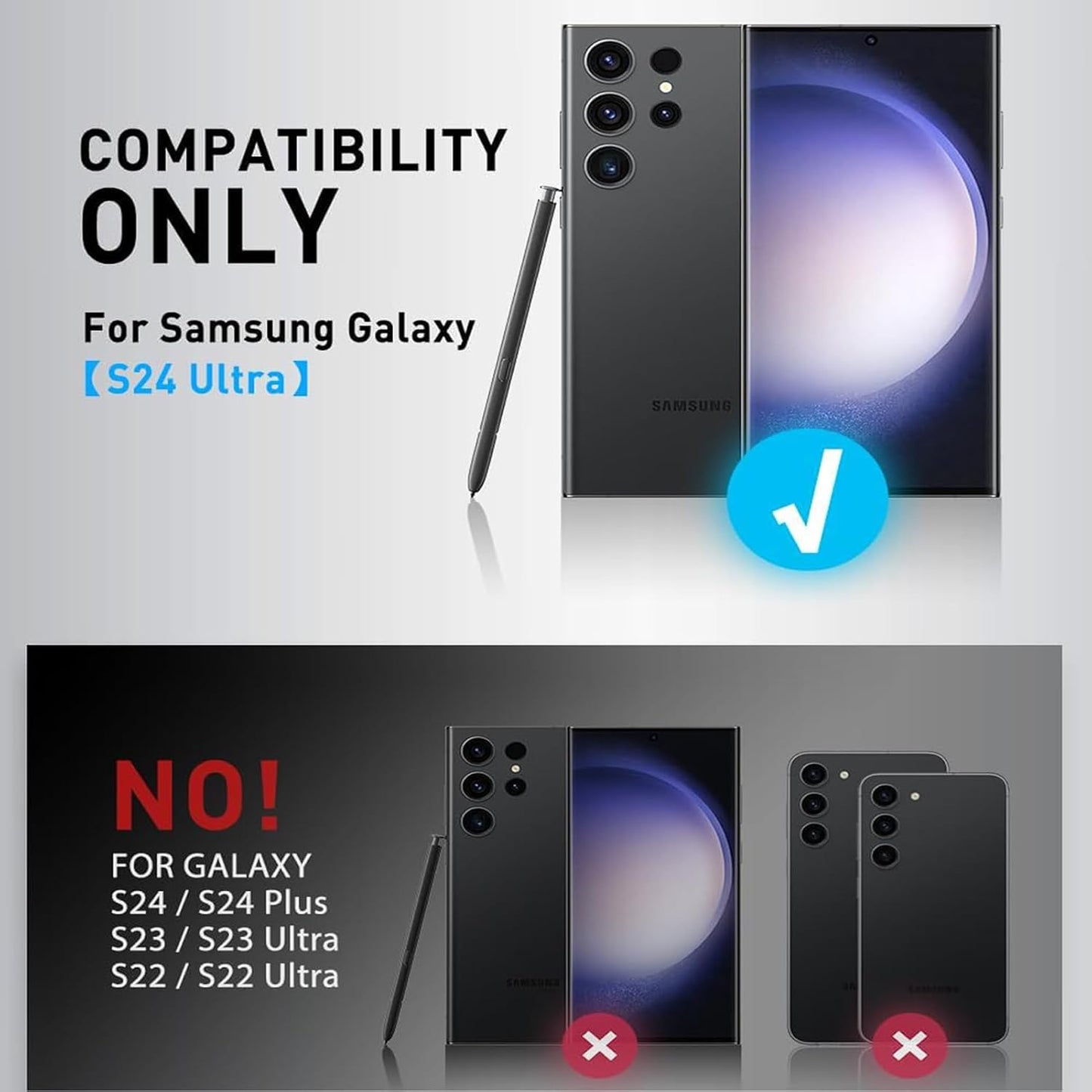 Battery Case for Galaxy S24 Ultra,Upgraded 12000mAh Rechargeable Portable Extended Battery Pack Supported Qi Wireless Charging Case Compatible with Galaxy S24 Ultra(6.8 inches) Charging Case-Black