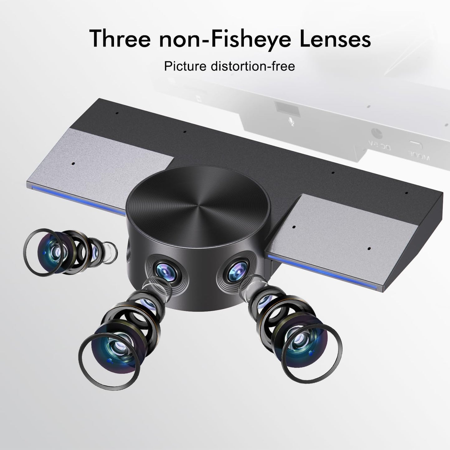 Panoramic 180° Video Camera, Immersive Video Conference Experience, both Overall and Speakers’ Close-up view, 1080P Webcam for Huddle Room and Homebased Office, Plug and Play with Micro SD Card Slot