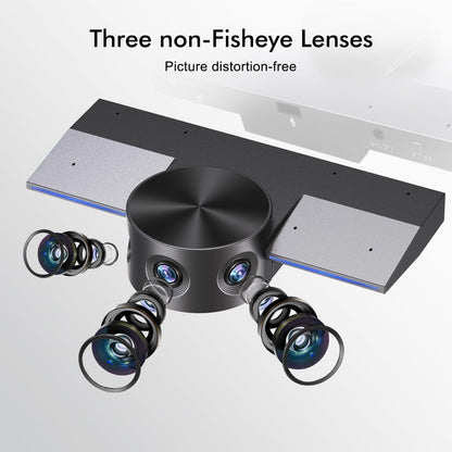 Panoramic 180° Video Camera, Immersive Video Conference Experience, both Overall and Speakers’ Close-up view, 1080P Webcam for Huddle Room and Homebased Office, Plug and Play with Micro SD Card Slot