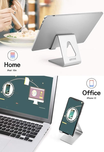 Cell Phone Stand for Desk, Desktop Phone Holder, Aluminum Mobile Phone Stand for iPhone 15 14 13 12 pro Mini 11 X Xr Xs max 8 7 6 6s Plus Samsung Galaxy S21 Ultra All Smart Phones,Silver