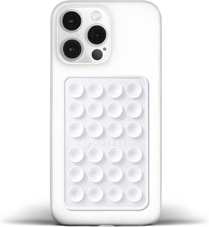 Anteel Medium-Sized Silicone Suction Phone Case Adhesive Mount, Enhanced Suction Power and Upgraded Thickened Sticky Phone Grip, Durable, Hands-Free Sticky Phone Holder, 2.28"x3.46" (White)