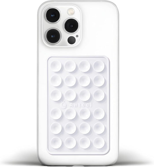 Anteel Medium-Sized Silicone Suction Phone Case Adhesive Mount, Enhanced Suction Power and Upgraded Thickened Sticky Phone Grip, Durable, Hands-Free Sticky Phone Holder, 2.28"x3.46" (White)