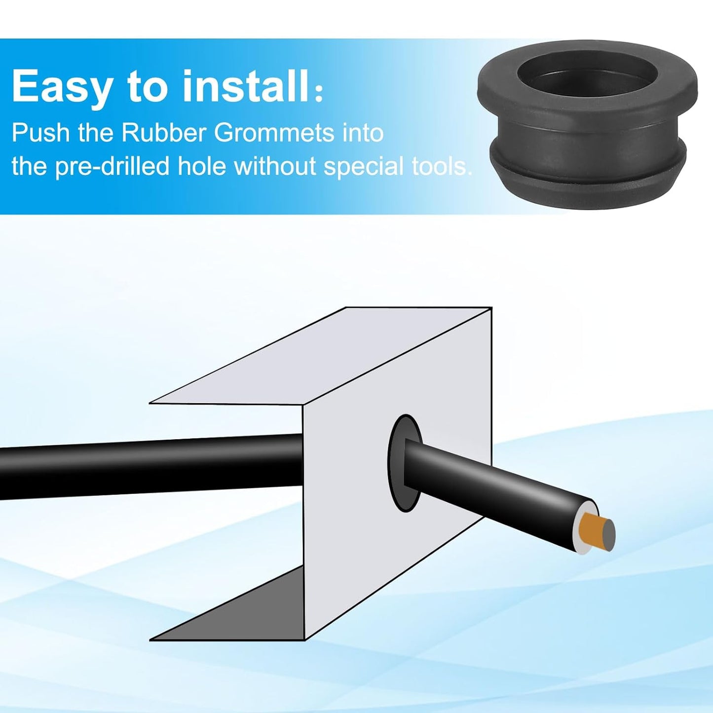 PATIKIL 22mm / 7/8 Inch Drill Hole,11/16 Inch ID Rubber Grommets, 3Pcs Top Hat Grommet for Wiring Eyelet Ring Gasket Automotive Firewall Cable Hole Plugs Wires Protection, Black